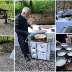 Preparazione dei piatti e allestimento cortile